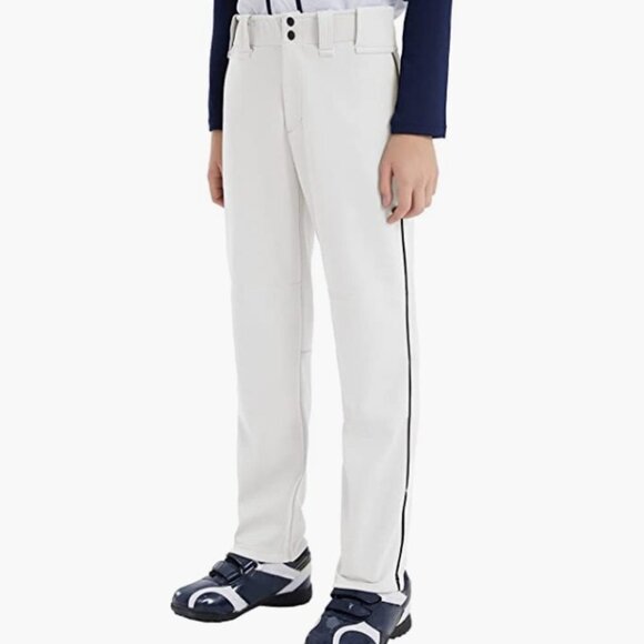 Baleaf Baseball Pants Youth Adjustable Inseam Black Piping Open Bottom YL - Picture 2 of 9